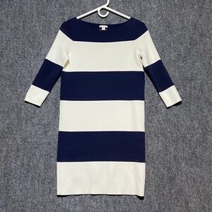 Gap Rugby Dress Women's Size S Navy‎ Stripe Boat Neck Cotton Blend 3/4 Sleeve